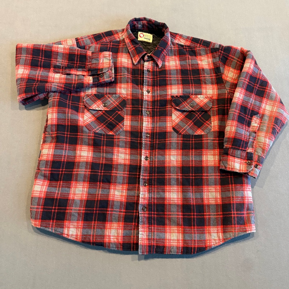 Sports Afield Men's 2XL Quilted Lined Flannel Shirt Jacket Red Plaid